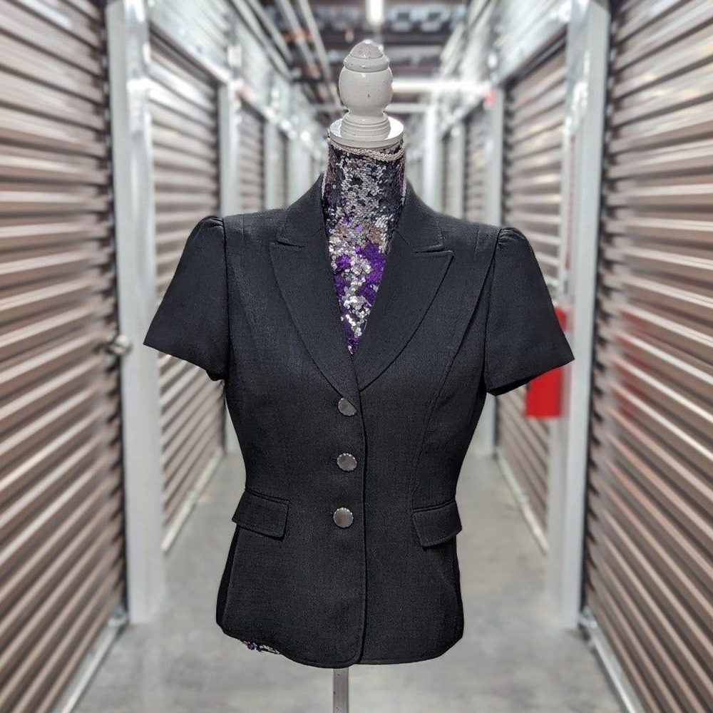 Vintage Office Siren Structured Black Blazer Dark Academia Tahari 8P